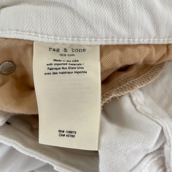 Rag & Bone | Dre Low-Rise Ankle Boyfriend Slim Vintage Stretch White Denim Jeans - Picture 9 of 11